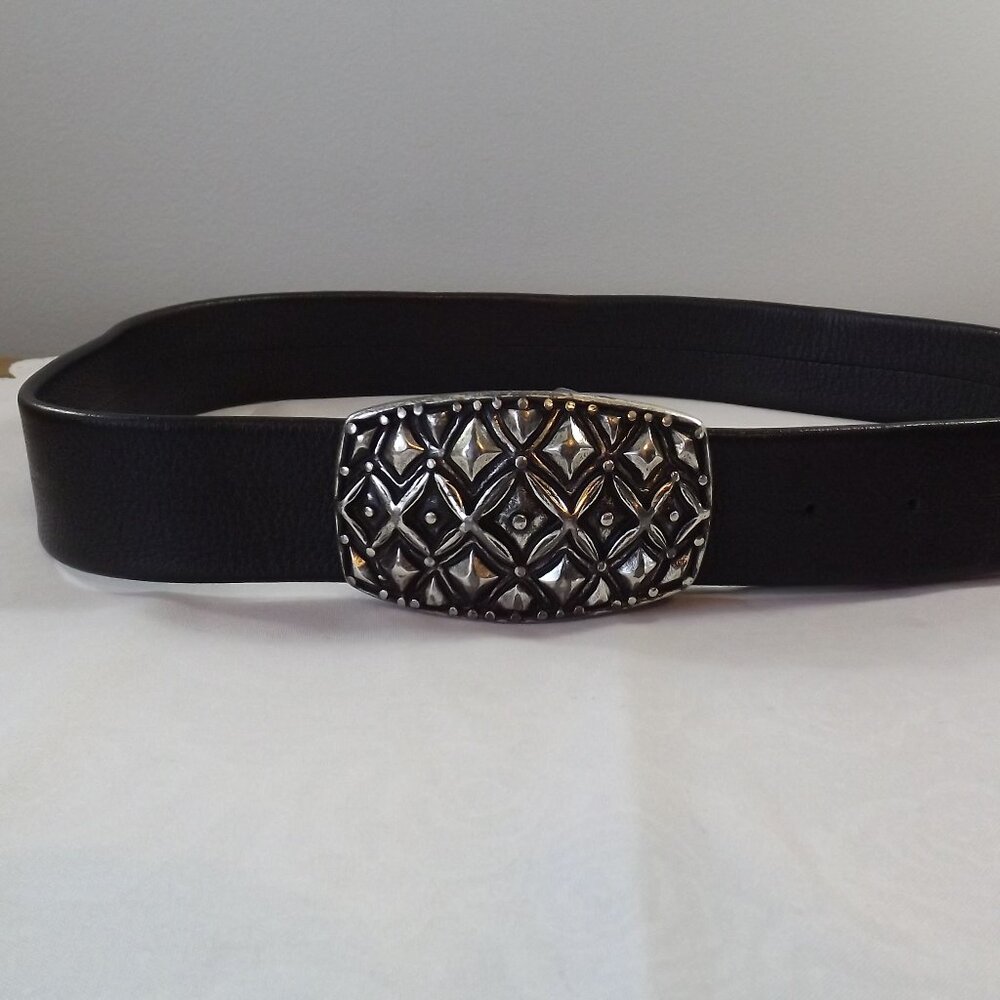 Italian Belt Buckle and Black Vegan Leather Belt